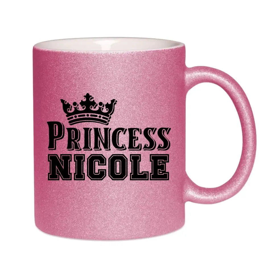 PRINCESS + WUNSCHNAME • Glitzertasse ohne Farbverlauf