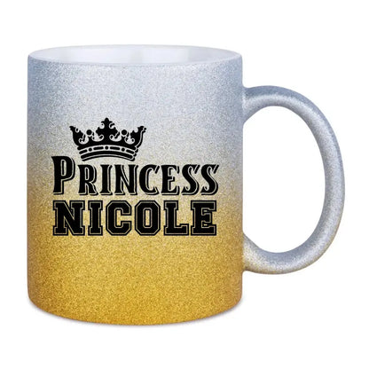 PRINCESS + WUNSCHNAME • Glitzertasse mit Farbverlauf