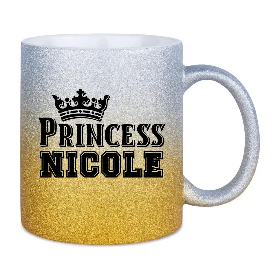 PRINCESS + WUNSCHNAME • Glitzertasse mit Farbverlauf