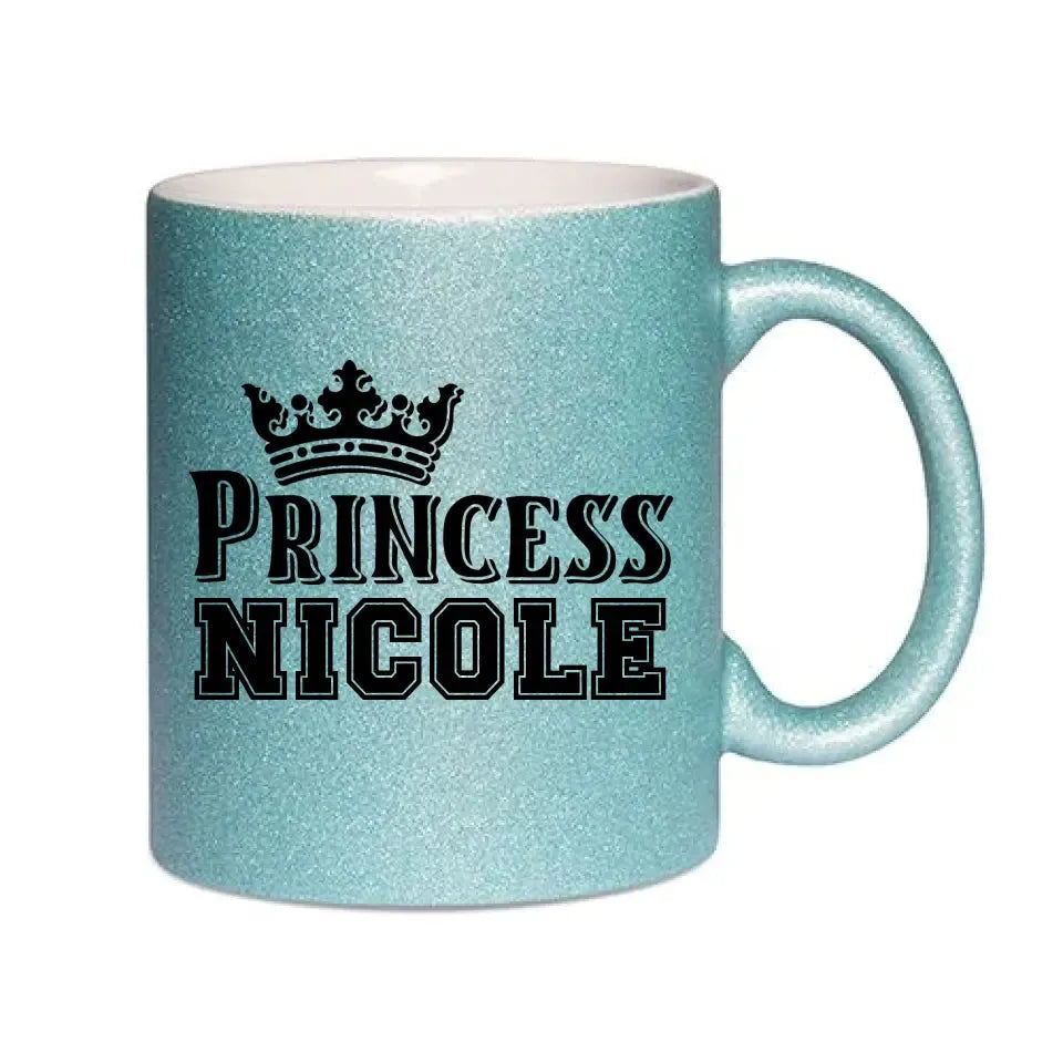 PRINCESS + WUNSCHNAME • Glitzertasse ohne Farbverlauf