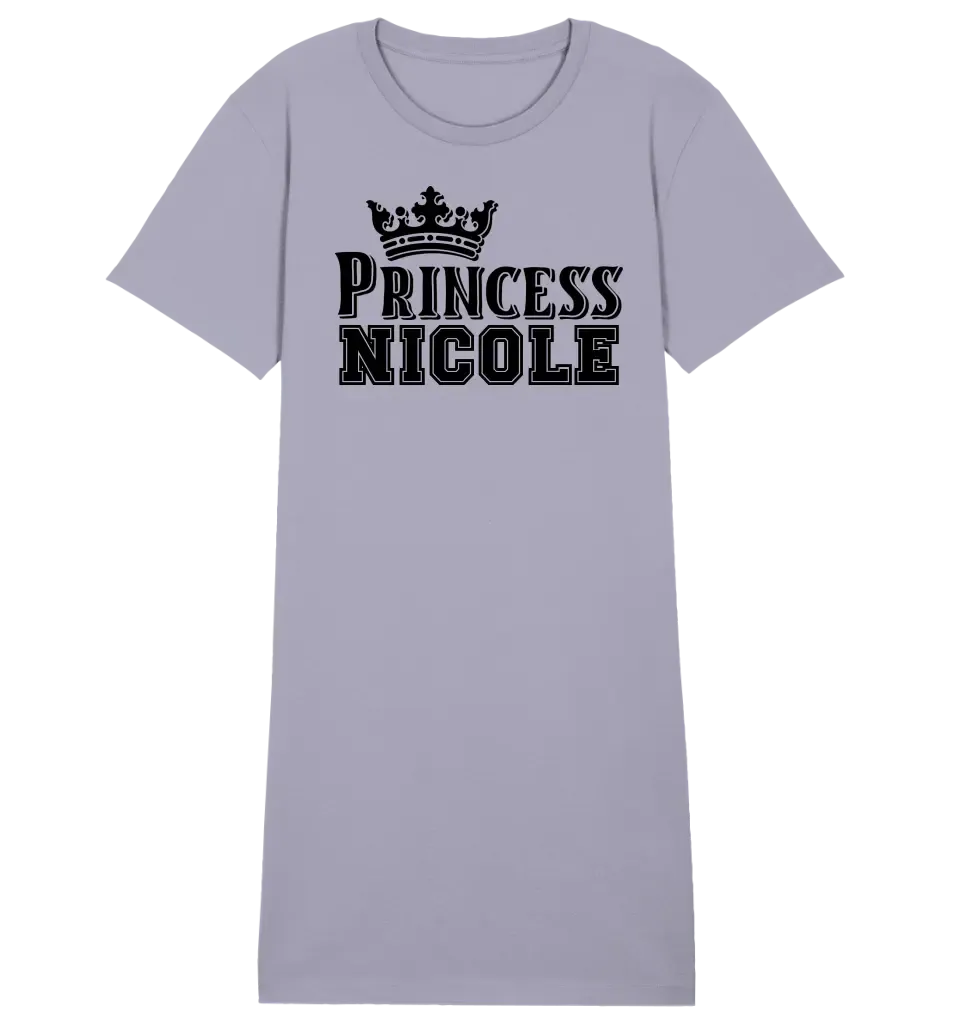 PRINCESS + WUNSCHNAME • 4 Versionen • Ladies Premium T-Shirt Kleid aus Bio-Baumwolle S-2XL  • Exklusivdesign • personalisiert