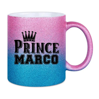 PRINCE + WUNSCHNAME • Glitzertasse mit Farbverlauf