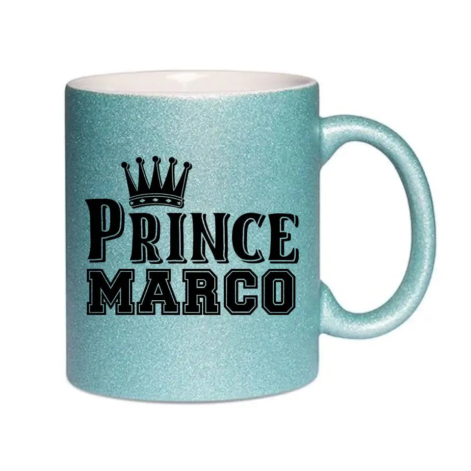 PRINCE + WUNSCHNAME • Glitzertasse ohne Farbverlauf