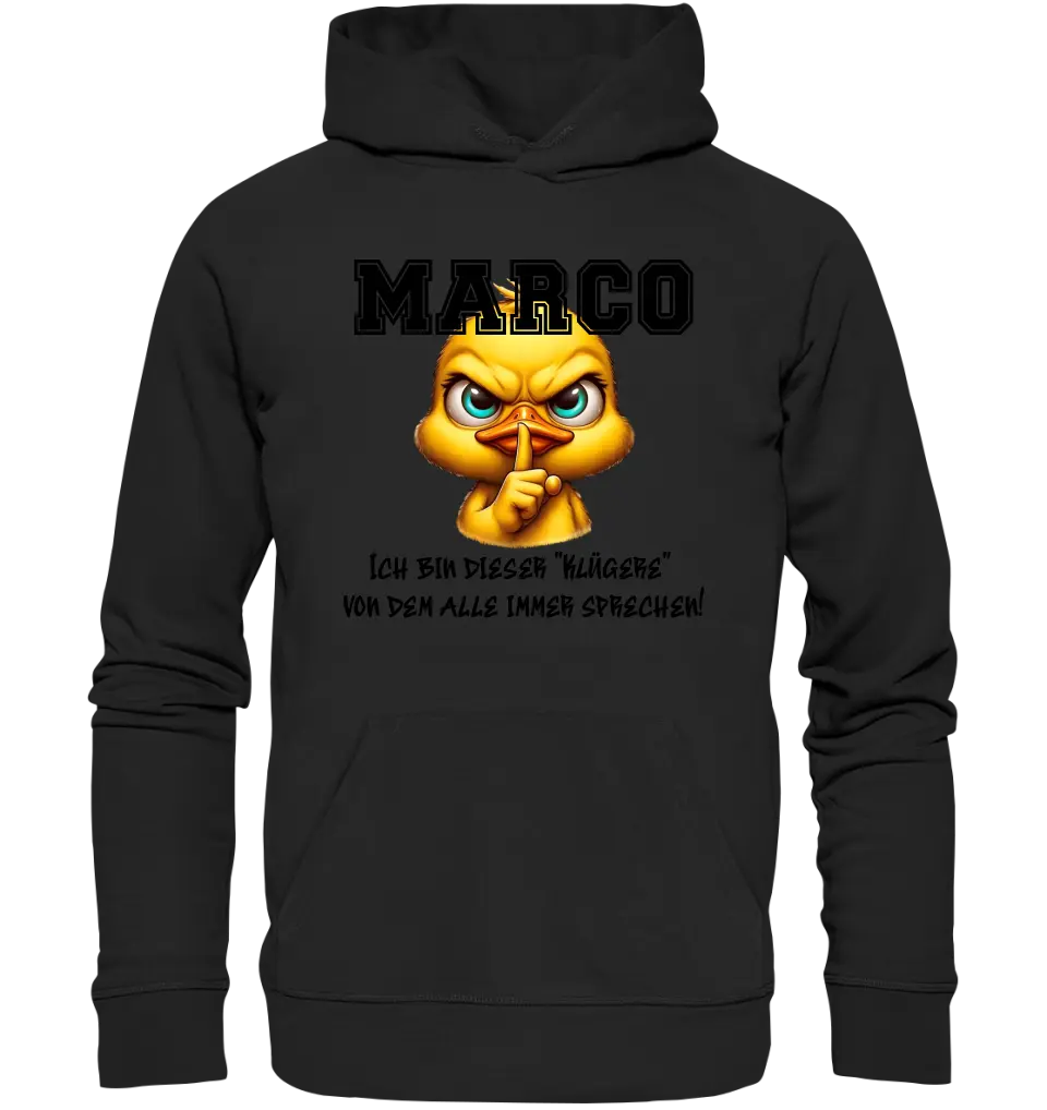 Smart Duck + DESIRED NAME • Unisex Premium Hoodie XS-5XL made of organic cotton for women &amp; men • Exclusive design • personalized