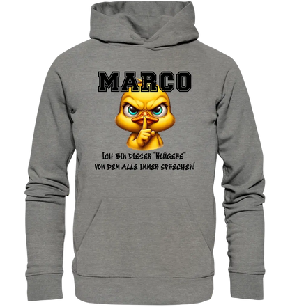 Smart Duck + WUNSCHNAME • Unisex Premium Hoodie XS-5XL aus Bio-Baumwolle für Damen & Herren  • Exklusivdesign • personalisiert