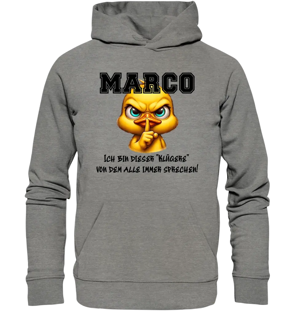 Smart Duck + DESIRED NAME • Unisex Premium Hoodie XS-5XL made of organic cotton for women &amp; men • Exclusive design • personalized