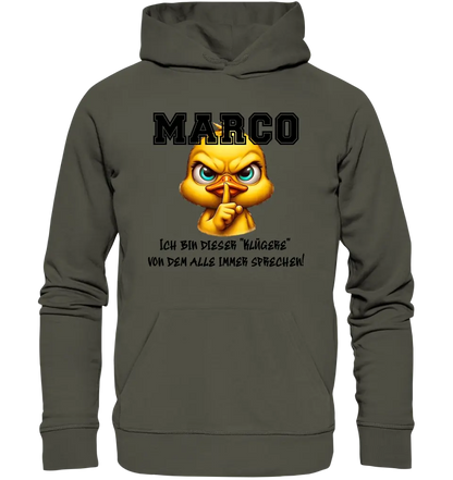 Smart Duck + DESIRED NAME • Unisex Premium Hoodie XS-5XL made of organic cotton for women &amp; men • Exclusive design • personalized