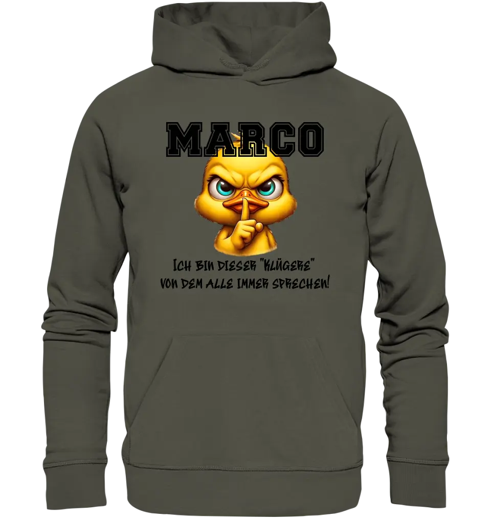 Smart Duck + WUNSCHNAME • Unisex Premium Hoodie XS-5XL aus Bio-Baumwolle für Damen & Herren  • Exklusivdesign • personalisiert