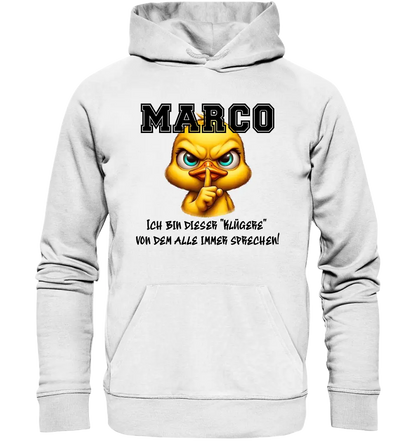 Smart Duck + DESIRED NAME • Unisex Premium Hoodie XS-5XL made of organic cotton for women &amp; men • Exclusive design • personalized