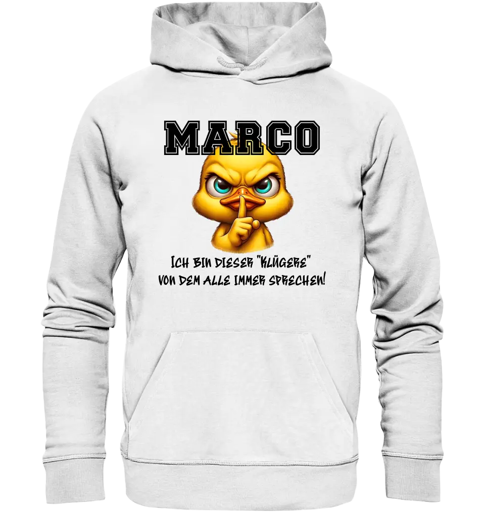 Smart Duck + WUNSCHNAME • Unisex Premium Hoodie XS-5XL aus Bio-Baumwolle für Damen & Herren  • Exklusivdesign • personalisiert