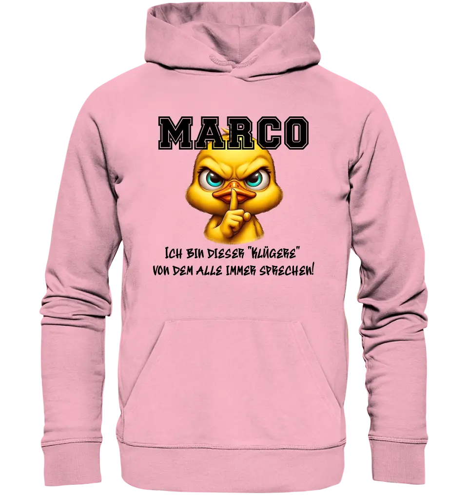 Smart Duck + WUNSCHNAME • Unisex Premium Hoodie XS-5XL aus Bio-Baumwolle für Damen & Herren  • Exklusivdesign • personalisiert