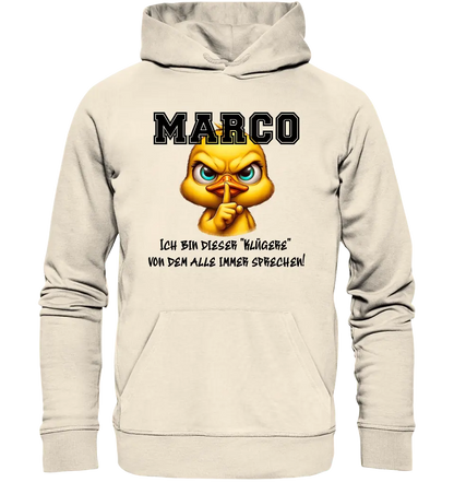 Smart Duck + WUNSCHNAME • Unisex Premium Hoodie XS-5XL aus Bio-Baumwolle für Damen & Herren  • Exklusivdesign • personalisiert