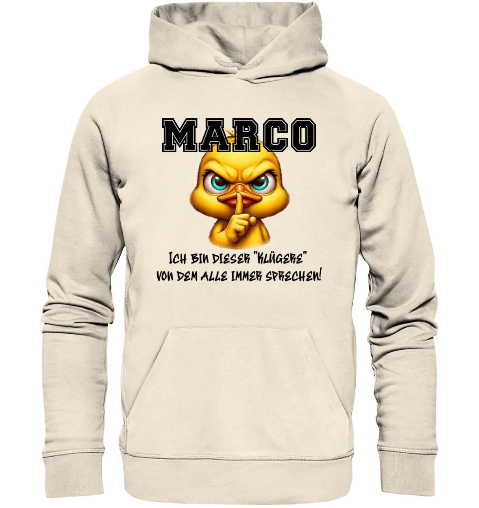 Smart Duck + DESIRED NAME • Unisex Premium Hoodie XS-5XL made of organic cotton for women &amp; men • Exclusive design • personalized