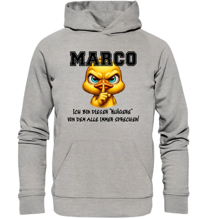 Smart Duck + WUNSCHNAME • Unisex Premium Hoodie XS-5XL aus Bio-Baumwolle für Damen & Herren  • Exklusivdesign • personalisiert