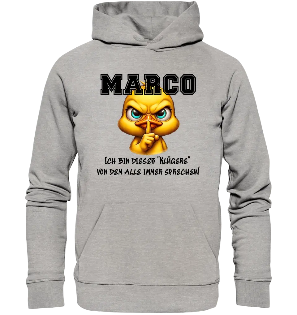 Smart Duck + DESIRED NAME • Unisex Premium Hoodie XS-5XL made of organic cotton for women &amp; men • Exclusive design • personalized