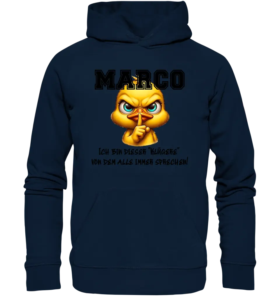 Smart Duck + DESIRED NAME • Unisex Premium Hoodie XS-5XL made of organic cotton for women &amp; men • Exclusive design • personalized