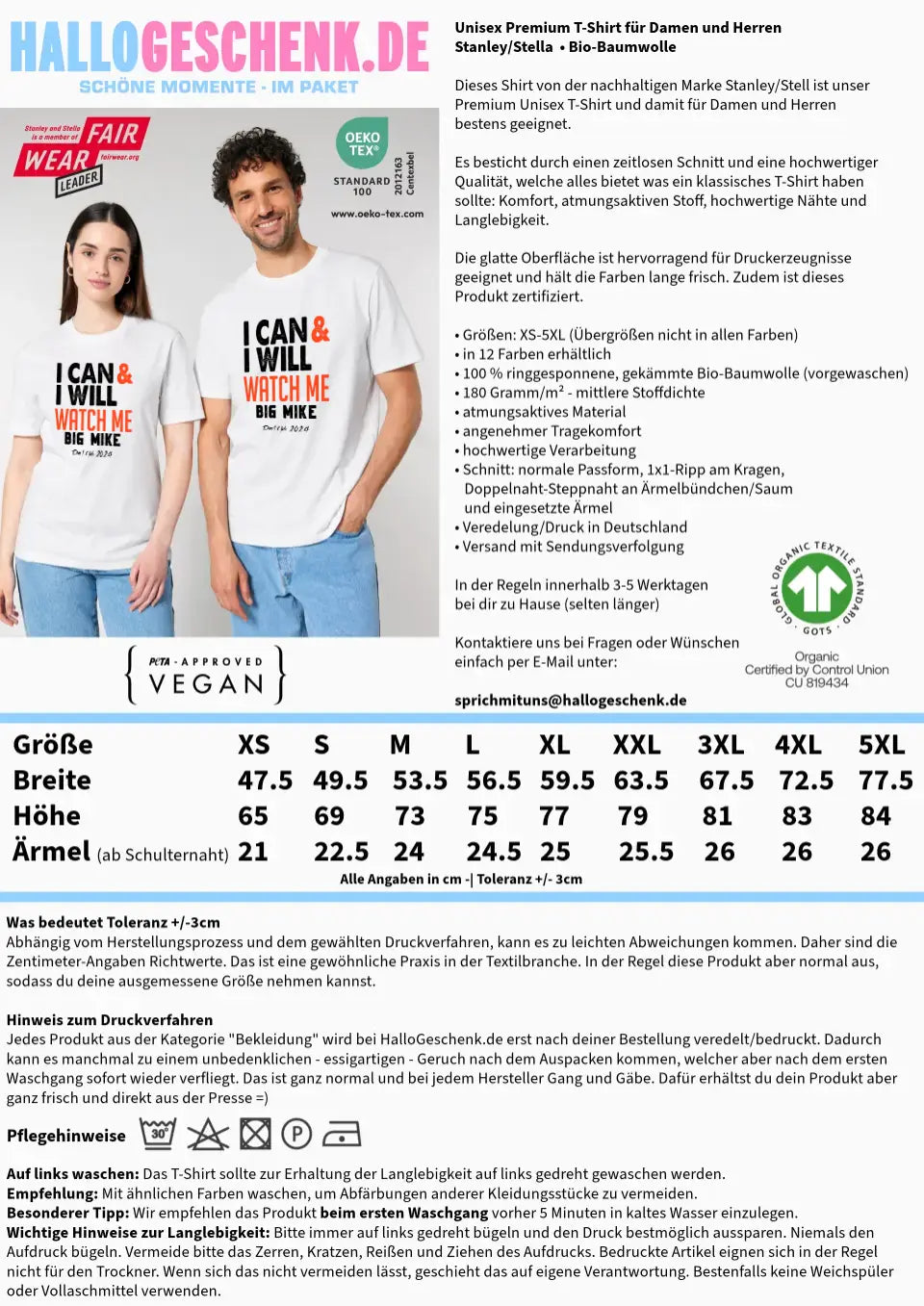 I CAN & I WILL • Unisex Premium T-Shirt XS-5XL aus Bio-Baumwolle für Damen & Herren • Exklusivdesign • personalisiert