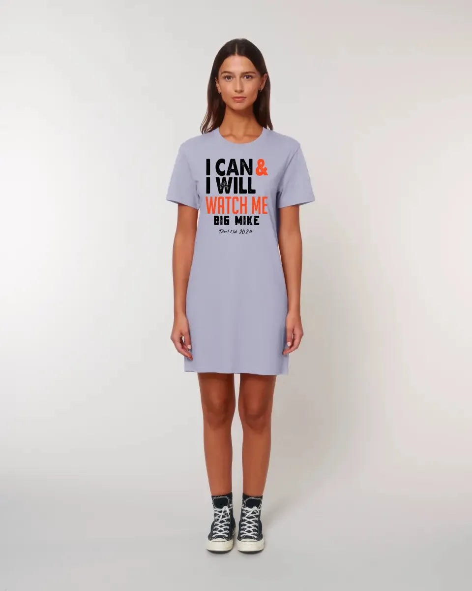 I CAN &amp; I WILL • 4 versions • Ladies Premium T-Shirt Dress made of organic cotton S-2XL • Exclusive design • personalized