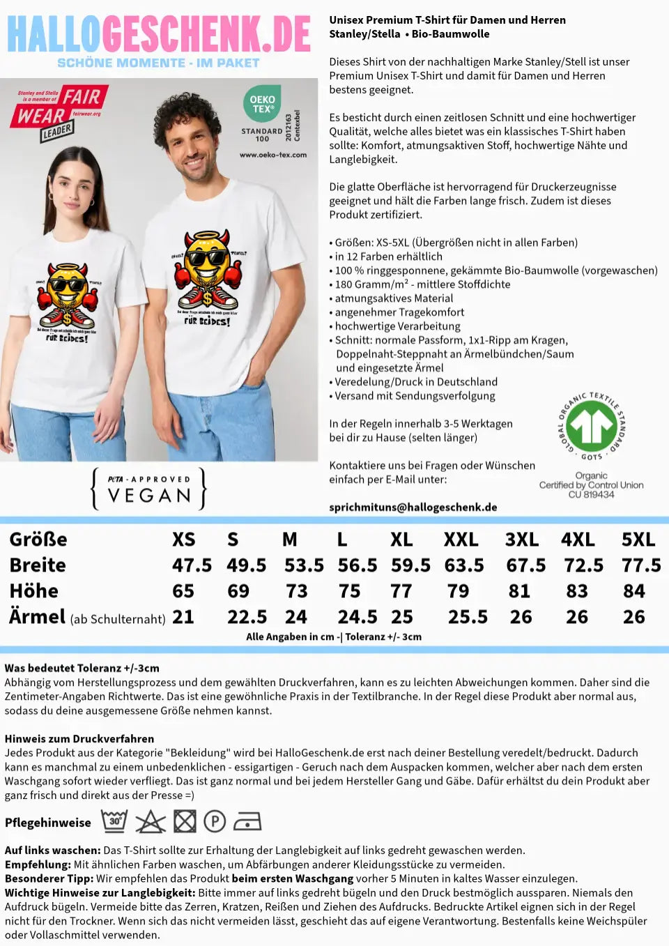 Engel? Teufel? Beides! • Unisex Premium T-Shirt XS-5XL aus Bio-Baumwolle für Damen & Herren • Exklusivdesign • personalisiert