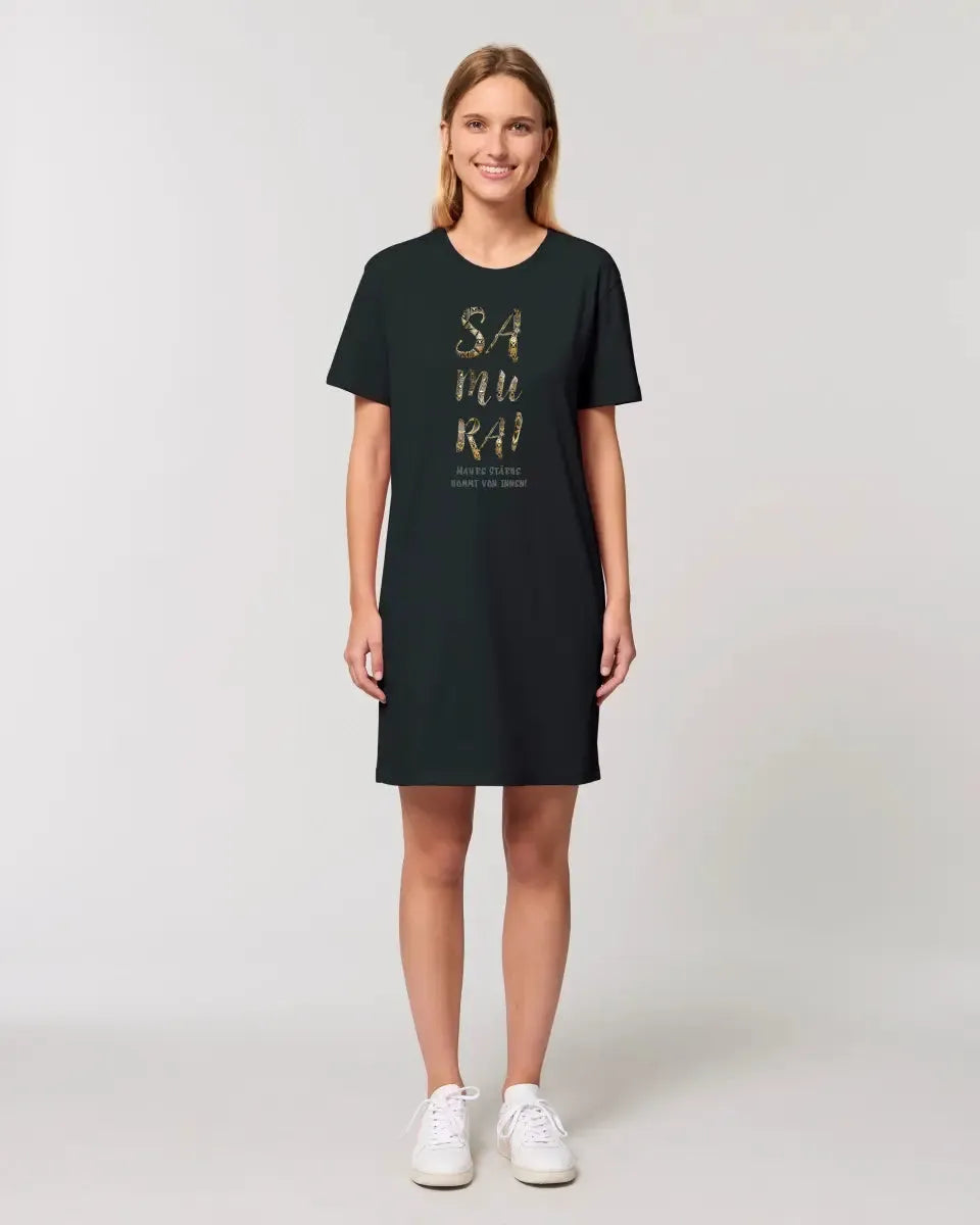 Samurai • 4 Versionen • Ladies Premium T-Shirt Kleid aus Bio-Baumwolle S-2XL  • Exklusivdesign • personalisiert