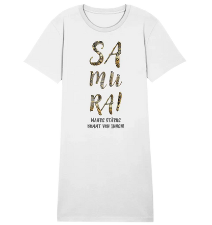 Samurai • 4 Versionen • Ladies Premium T-Shirt Kleid aus Bio-Baumwolle S-2XL  • Exklusivdesign • personalisiert