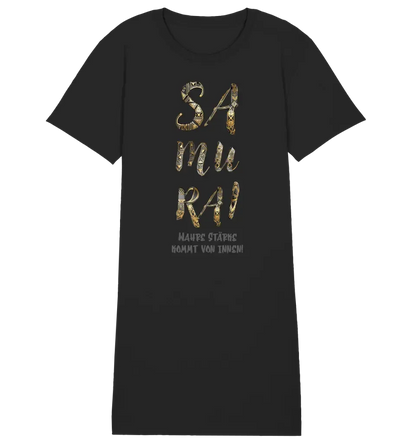 Samurai • 4 Versionen • Ladies Premium T-Shirt Kleid aus Bio-Baumwolle S-2XL  • Exklusivdesign • personalisiert