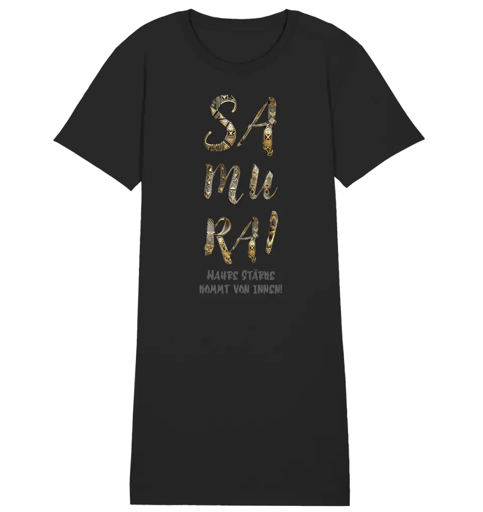 Samurai • 4 Versionen • Ladies Premium T-Shirt Kleid aus Bio-Baumwolle S-2XL  • Exklusivdesign • personalisiert