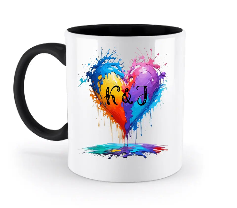 Colorful Heart Splash • two-tone mug • exclusive design • personalized