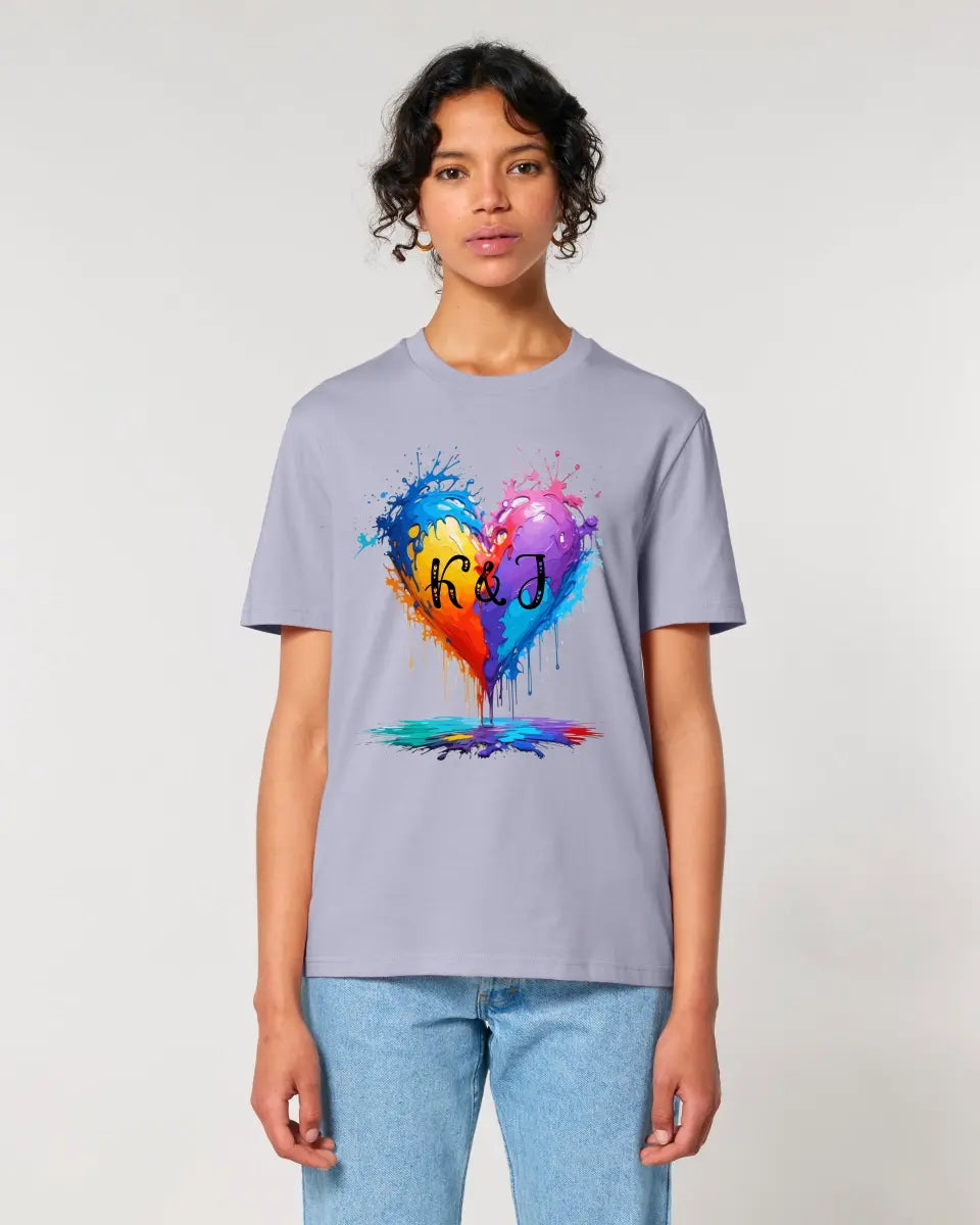 Heart with initials • Unisex premium T-shirt XS-5XL made of organic cotton for women &amp; men • Exclusive design • personalized