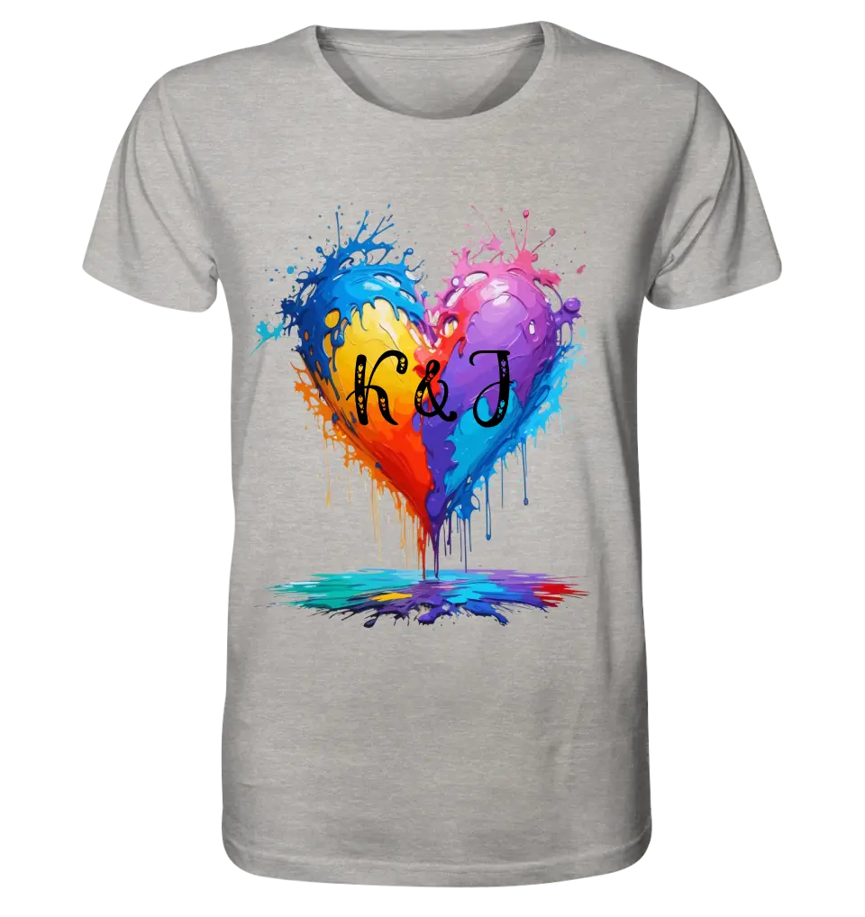 Heart with initials • Unisex premium T-shirt XS-5XL made of organic cotton for women &amp; men • Exclusive design • personalized