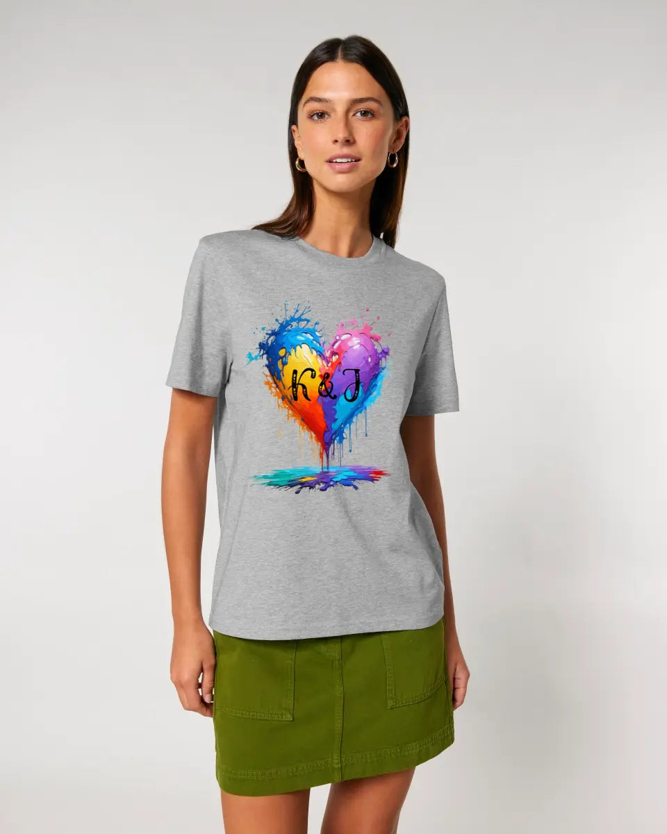 Heart with initials • Unisex premium T-shirt XS-5XL made of organic cotton for women &amp; men • Exclusive design • personalized