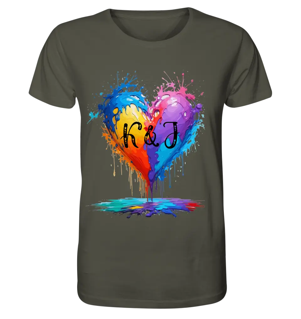 Heart with initials • Unisex premium T-shirt XS-5XL made of organic cotton for women &amp; men • Exclusive design • personalized