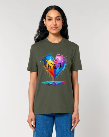 Heart with initials • Unisex premium T-shirt XS-5XL made of organic cotton for women &amp; men • Exclusive design • personalized