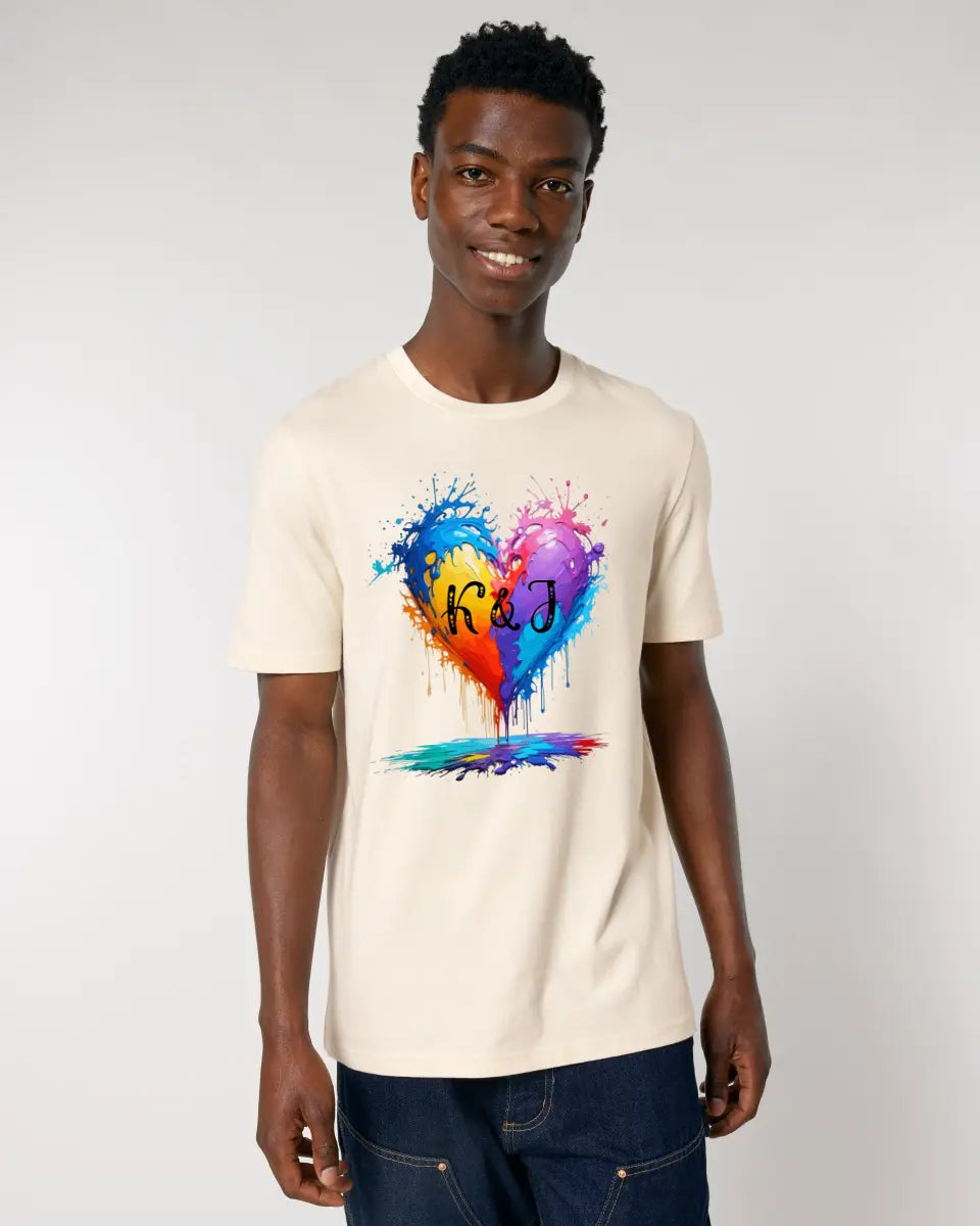 Heart with initials • Unisex premium T-shirt XS-5XL made of organic cotton for women &amp; men • Exclusive design • personalized