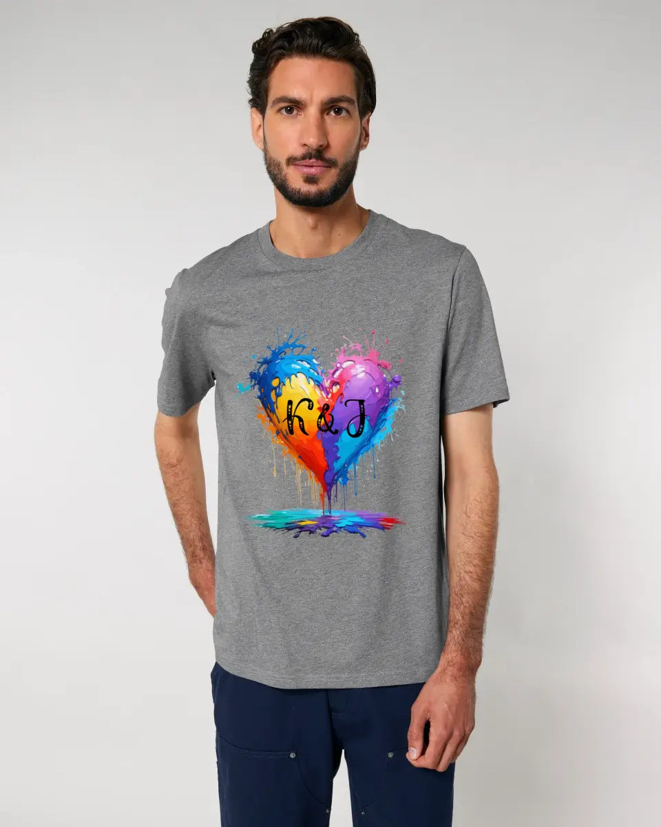 Heart with initials • Unisex premium T-shirt XS-5XL made of organic cotton for women &amp; men • Exclusive design • personalized