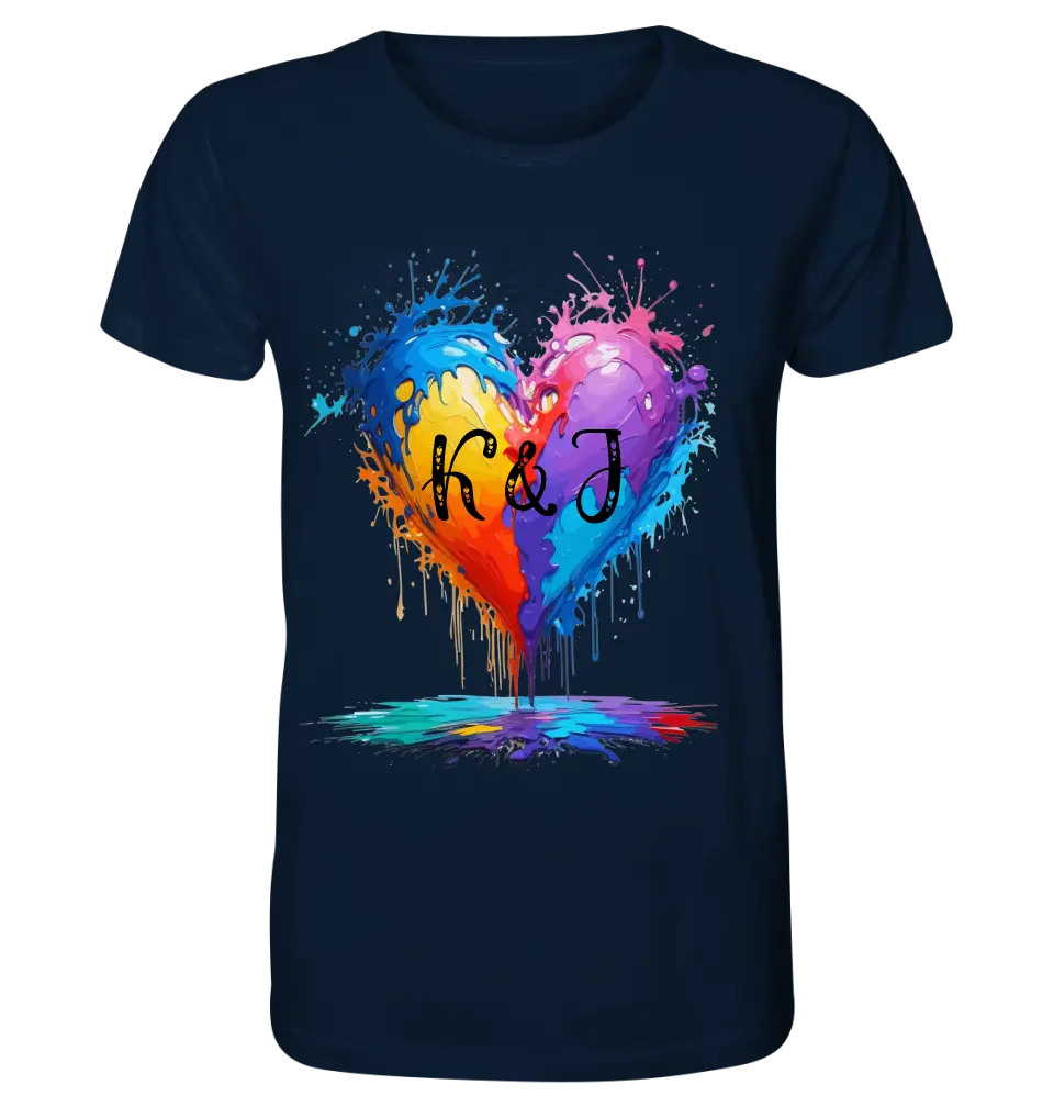 Heart with initials • Unisex premium T-shirt XS-5XL made of organic cotton for women &amp; men • Exclusive design • personalized