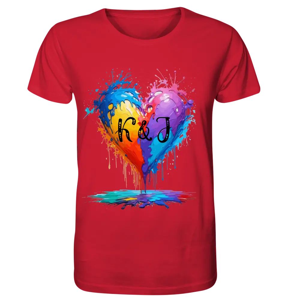 Heart with initials • Unisex premium T-shirt XS-5XL made of organic cotton for women &amp; men • Exclusive design • personalized