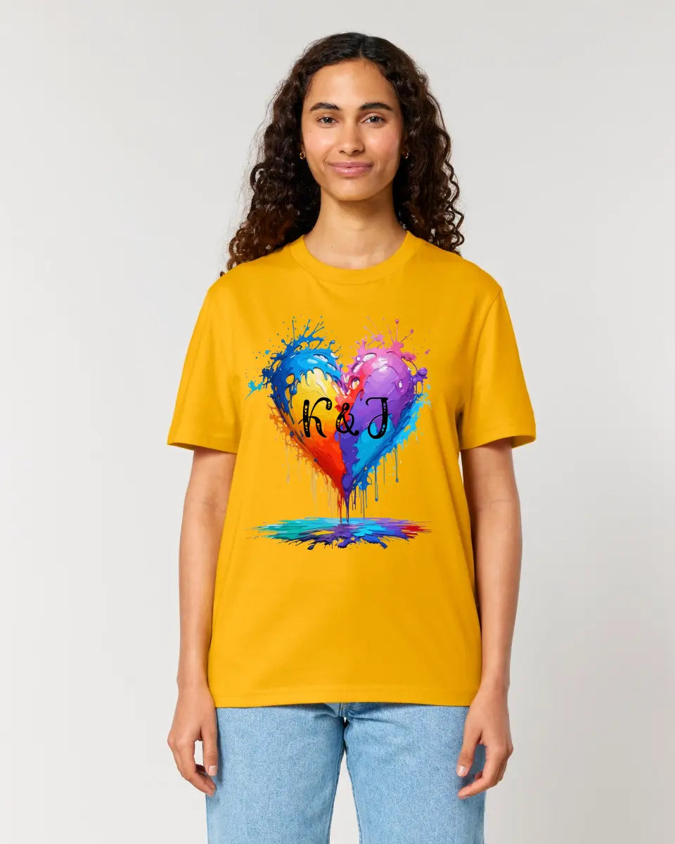 Heart with initials • Unisex premium T-shirt XS-5XL made of organic cotton for women &amp; men • Exclusive design • personalized