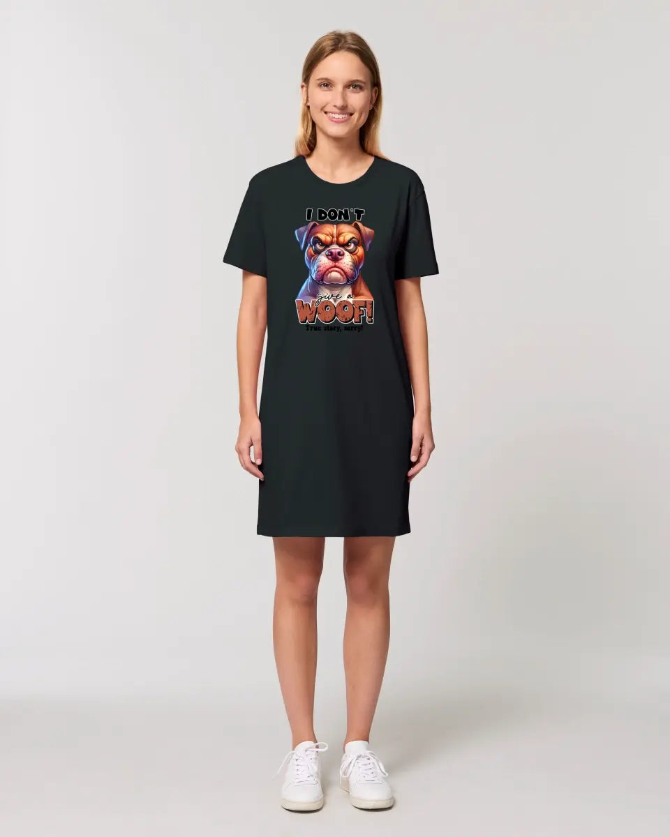 Woof! • Dog • Ladies Premium T-Shirt Dress made of organic cotton S-2XL • Exclusive design • personalized