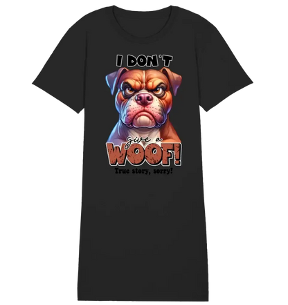 Woof! • Hund • Ladies Premium T-Shirt Kleid aus Bio-Baumwolle S-2XL  • Exklusivdesign • personalisiert