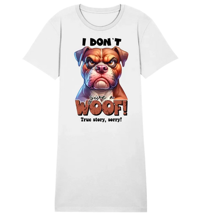 Woof! • Dog • Ladies Premium T-Shirt Dress made of organic cotton S-2XL • Exclusive design • personalized