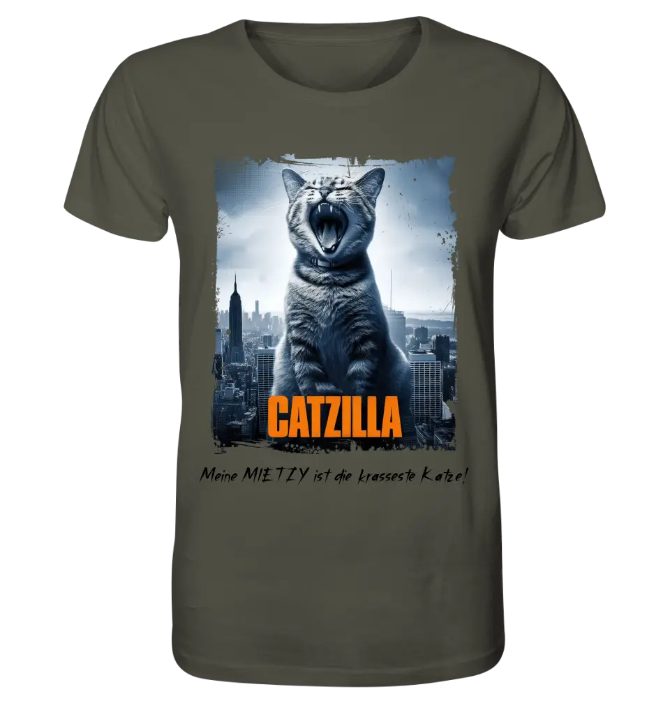 Catzilla • Katze • Unisex Premium T-Shirt XS-5XL aus Bio-Baumwolle für Damen & Herren • Exklusivdesign • personalisiert