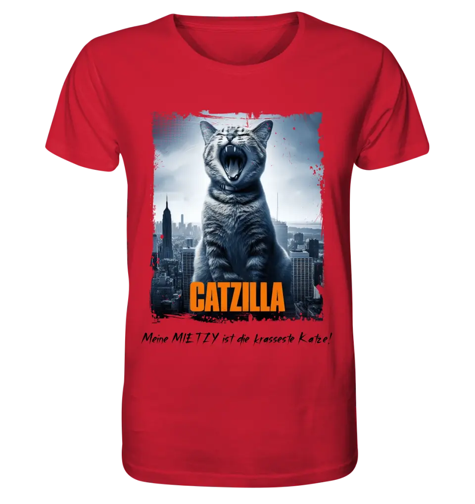 Catzilla • Katze • Unisex Premium T-Shirt XS-5XL aus Bio-Baumwolle für Damen & Herren • Exklusivdesign • personalisiert