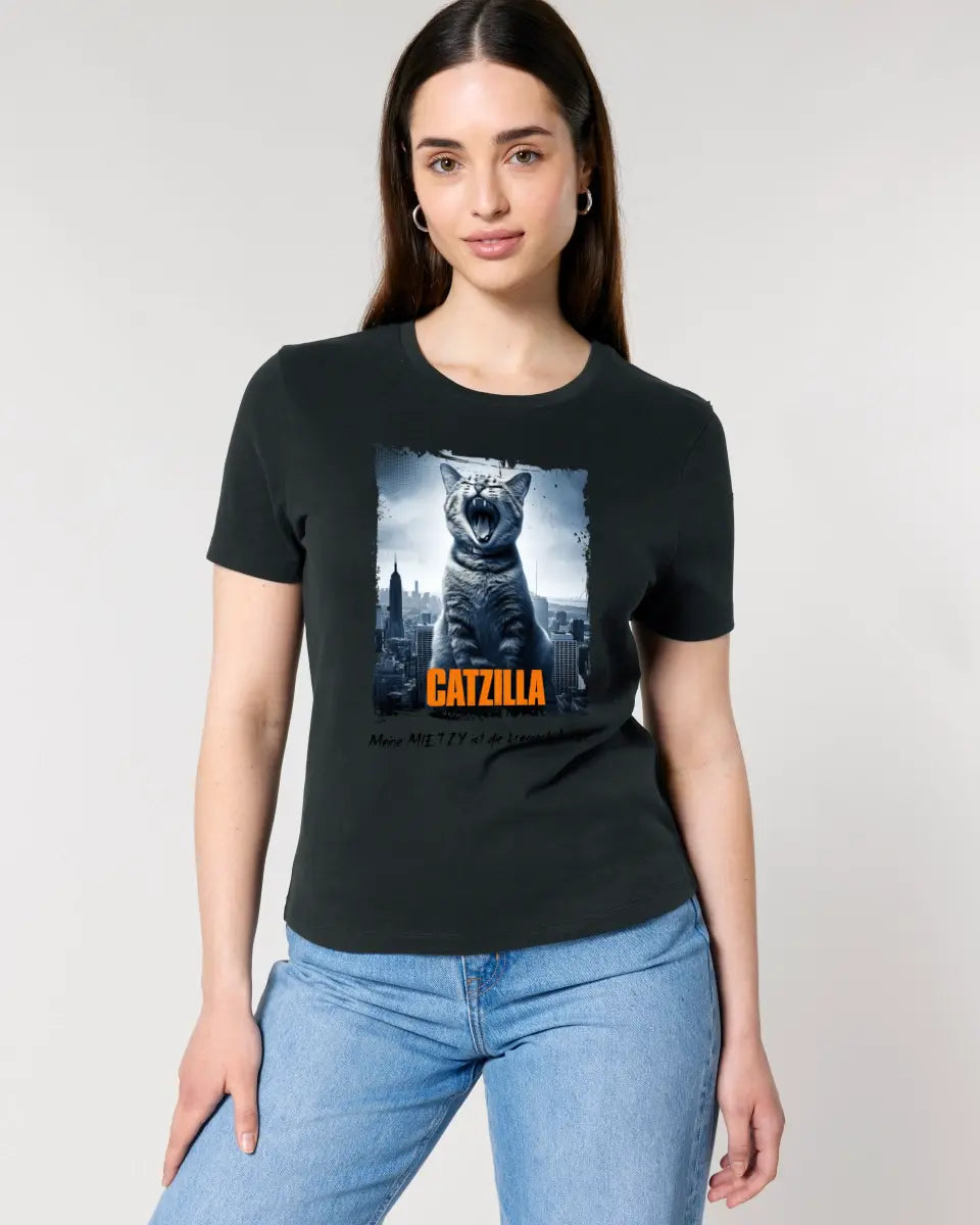 Catzilla • Cat • Ladies Premium T-Shirt XS-2XL made of organic cotton for women • Exclusive design • personalized