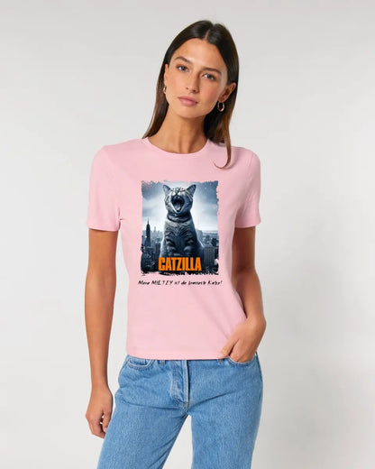 Catzilla • Cat • Ladies Premium T-Shirt XS-2XL made of organic cotton for women • Exclusive design • personalized