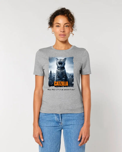 Catzilla • Cat • Ladies Premium T-Shirt XS-2XL made of organic cotton for women • Exclusive design • personalized