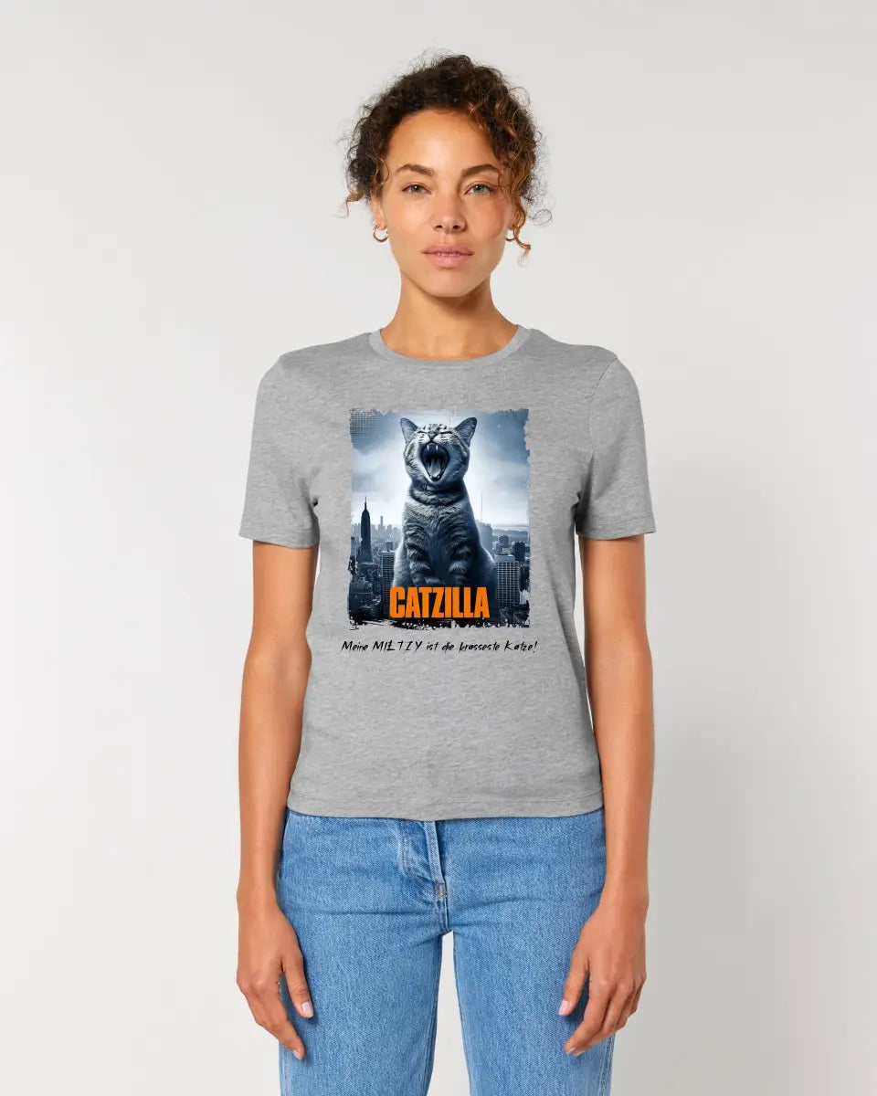 Catzilla • Cat • Ladies Premium T-Shirt XS-2XL made of organic cotton for women • Exclusive design • personalized