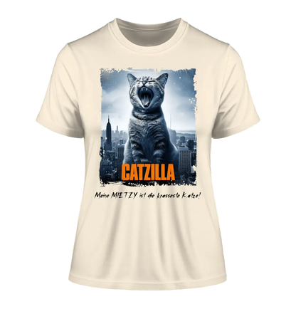 Catzilla • Cat • Ladies Premium T-Shirt XS-2XL made of organic cotton for women • Exclusive design • personalized