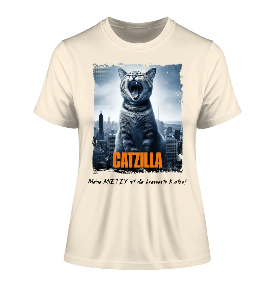 Catzilla • Cat • Ladies Premium T-Shirt XS-2XL made of organic cotton for women • Exclusive design • personalized