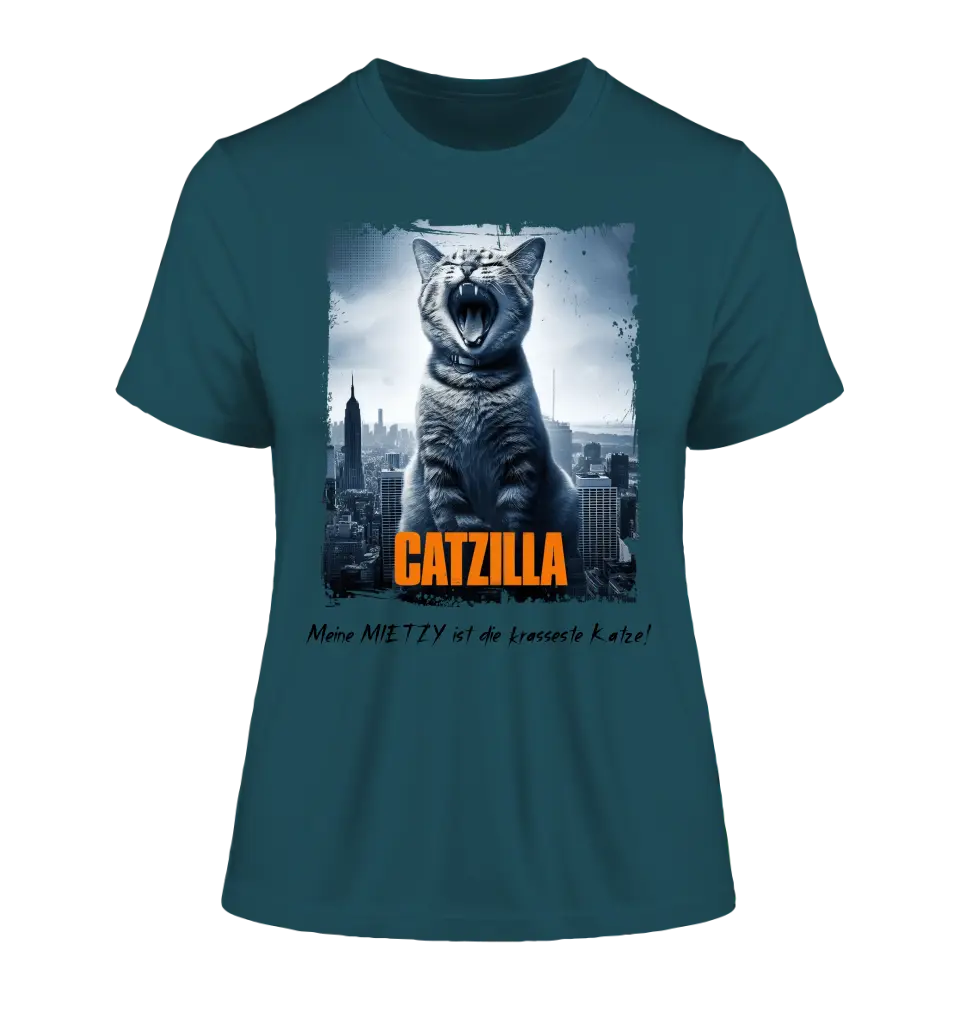 Catzilla • Cat • Ladies Premium T-Shirt XS-2XL made of organic cotton for women • Exclusive design • personalized